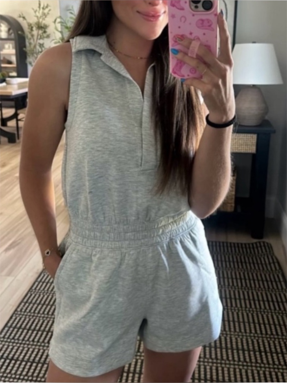 ABERCROMBIE | YPB neoKNIT Polo Romper in Heather Grey, Size Small - Picture 3 of 11